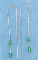 sterling silver threader earring T011 Green