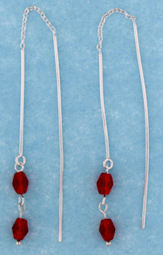 sterling silver threader earring T011 Red