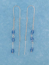 sterling silver threader earring T012 Blue